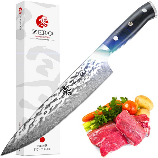 Kozygear KozyGear Premier 8" 33cm Chef's Messer gehämmert Japan Super (6KGZ-1004S)-0